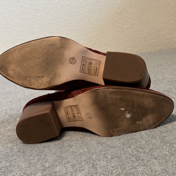 Sole Society Suede Boots Booties Size 7.5 Ankle Block Heel Boho Western - Picture 6 of 11